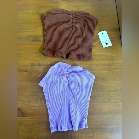 Billabong Tops - NWT Billabong Lennox Brown and Purple Ribbed Tube Tops
